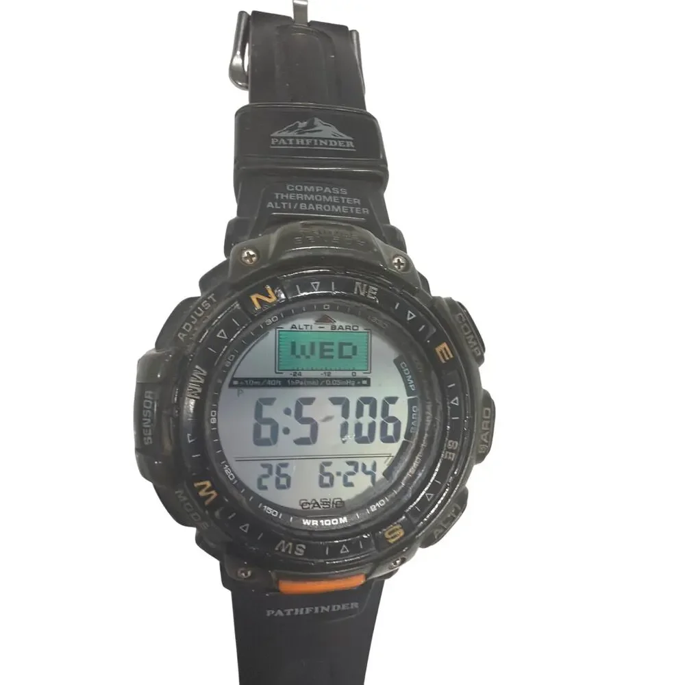 Casio Pathfinder PAG-40 Watch Men 53mm Digital Black Triple Sensor New batteries